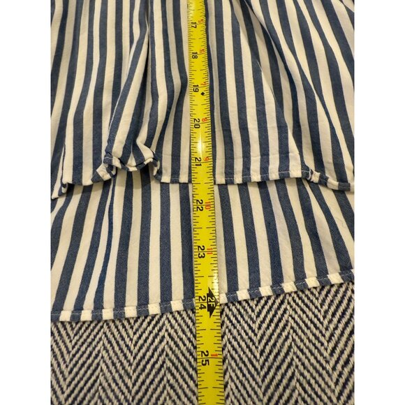 Madewell Blue & White Striped V-Neck Peplum Blouse With Long Balloon Sleeves Siz - Picture 5 of 9